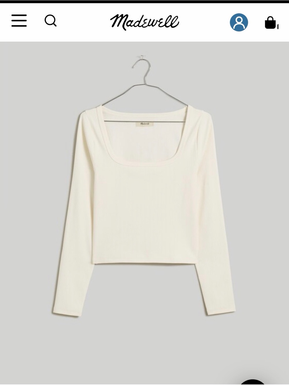 Madewell Ribbed Scoop-Neck Long Sleeve Top - White